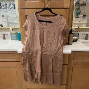 CP Shades Tan Linen Mini Dress with pockets